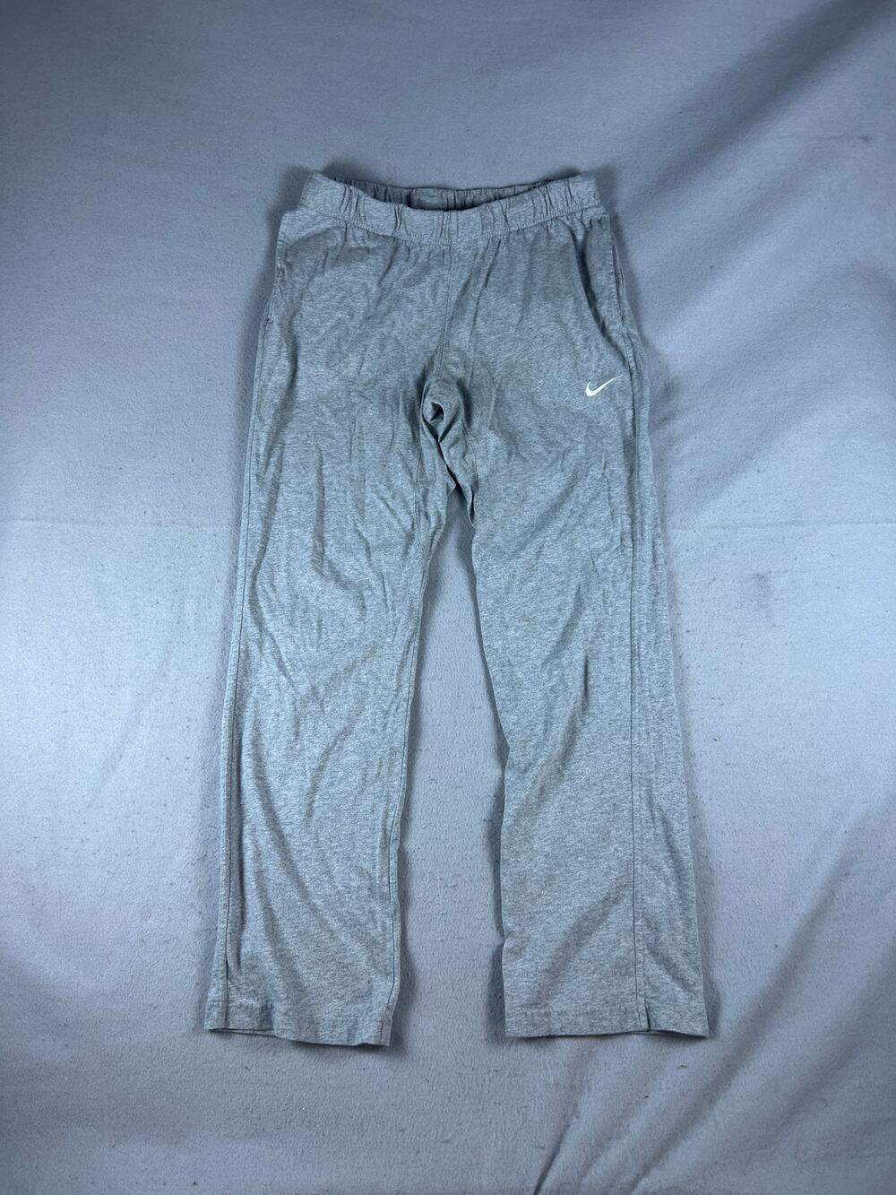 Nike Sweatpants Womens L Gray Straight Leg Open Hem Swoosh Logo Lounge Casual